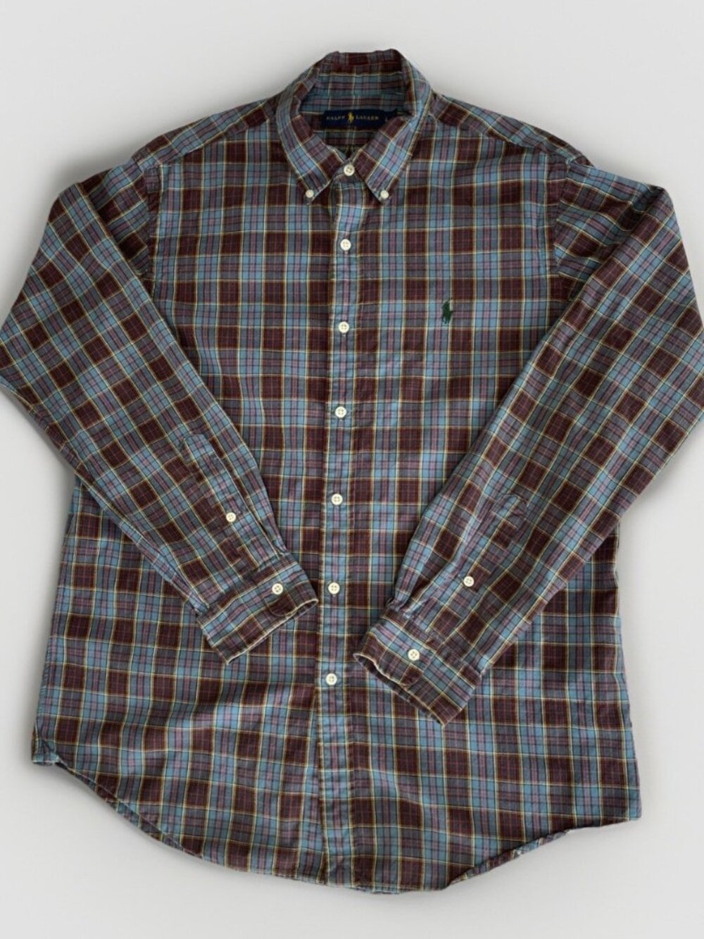 Ralph Lauren Men’s Long Sleeve Plaid Shirt Size Large 100% Cotton